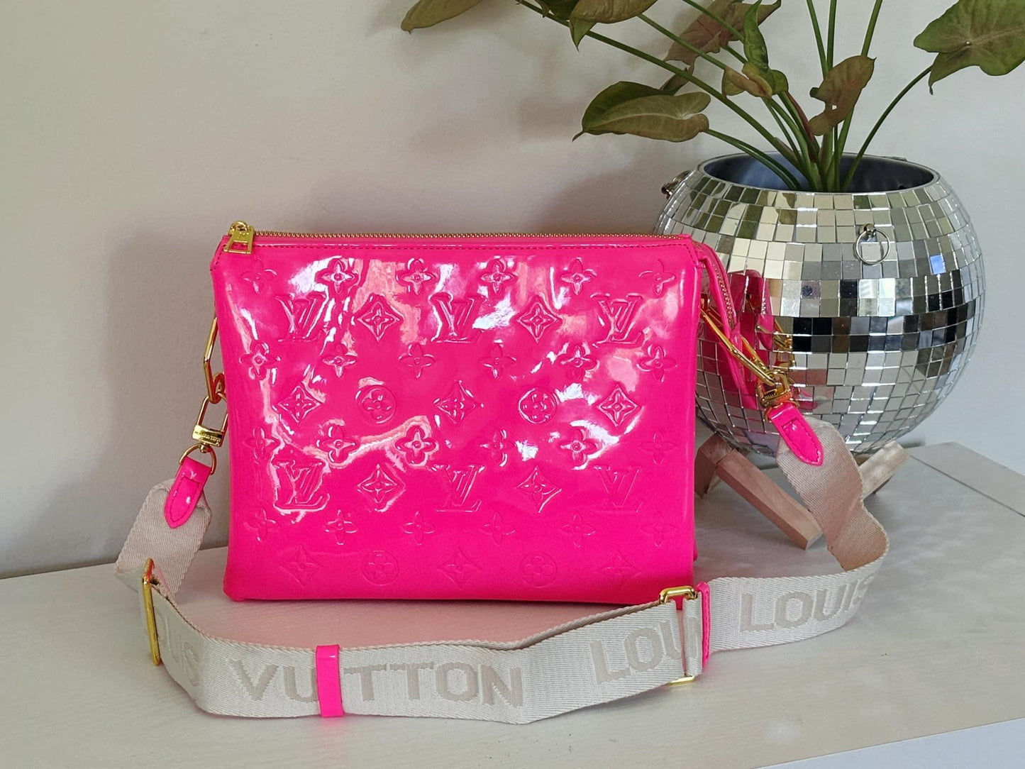 Hot Pink Patent Leather Coussin LV Purse