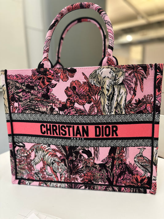 Dior Pink Floral Large Tote Bag