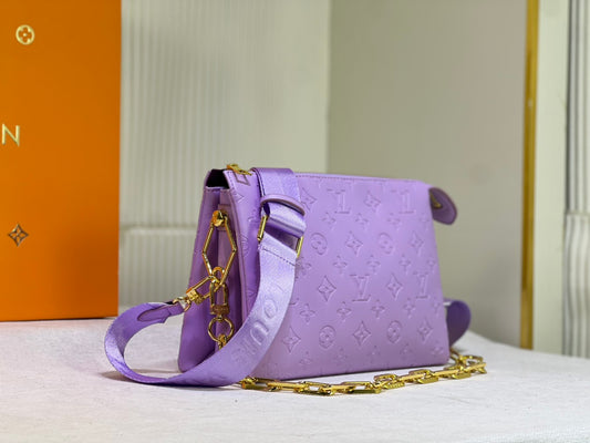 Penelope Purple Leather LV Purse